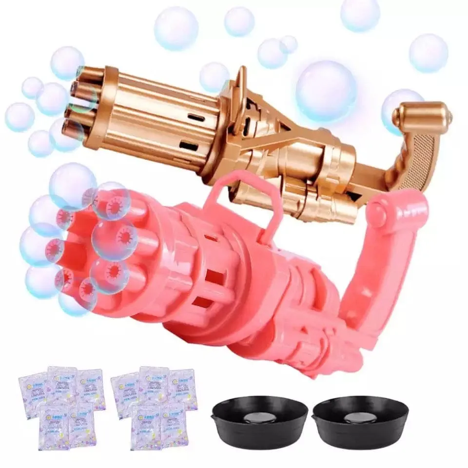 Electric Gatling Bubble Machine, 2-in-1 Automatic Gatling Bubble Gun, Summer Soap Bubble Blower Magic Toy, Bubble Blowing Toy Machine For Children, Electric Bubble Blaster for Summer Outdoor Activities