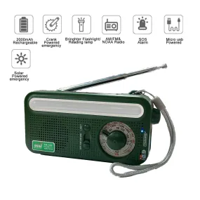 Emergency Radio Hand Crank Solar; Portable Weather Radio With AM/FM