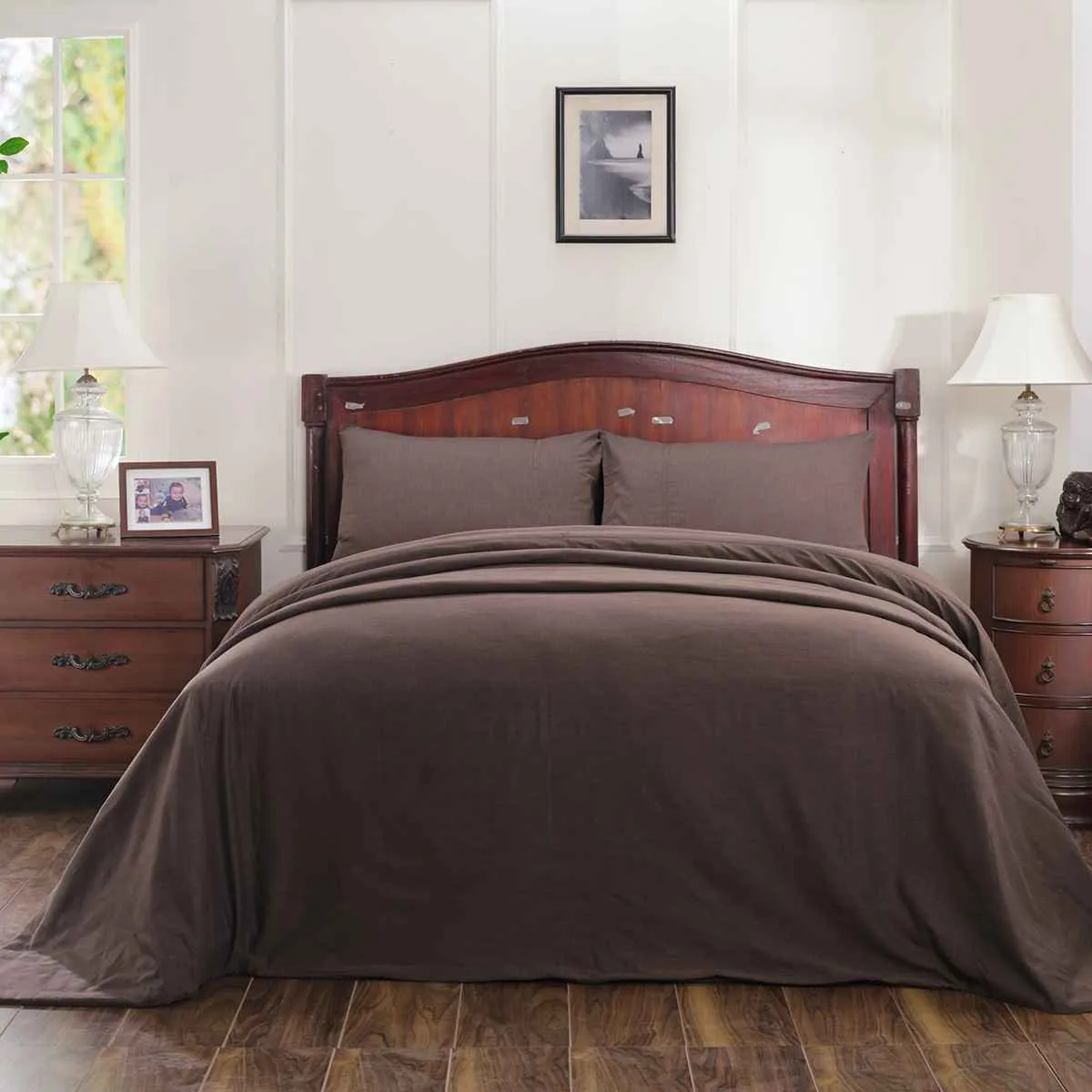 Emmie Reversible Made With Egyptian Cotton Ultra Soft Brown Duvet Cover with Pillow Case