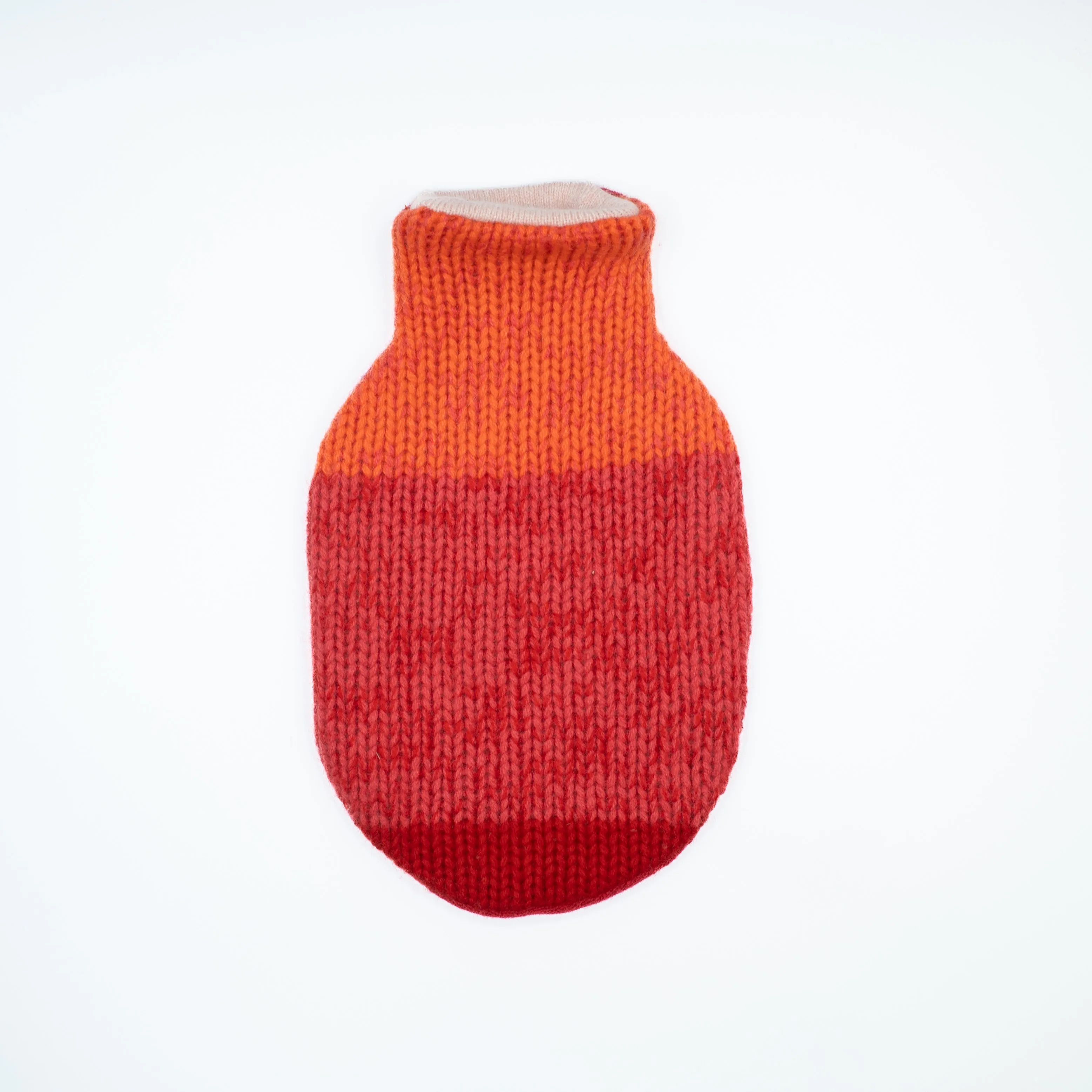 Flame Orange and Red Chunky Cashmere Small Hot Water Bottle