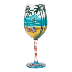 Forever at the Beach Hand Painted Wine Glass