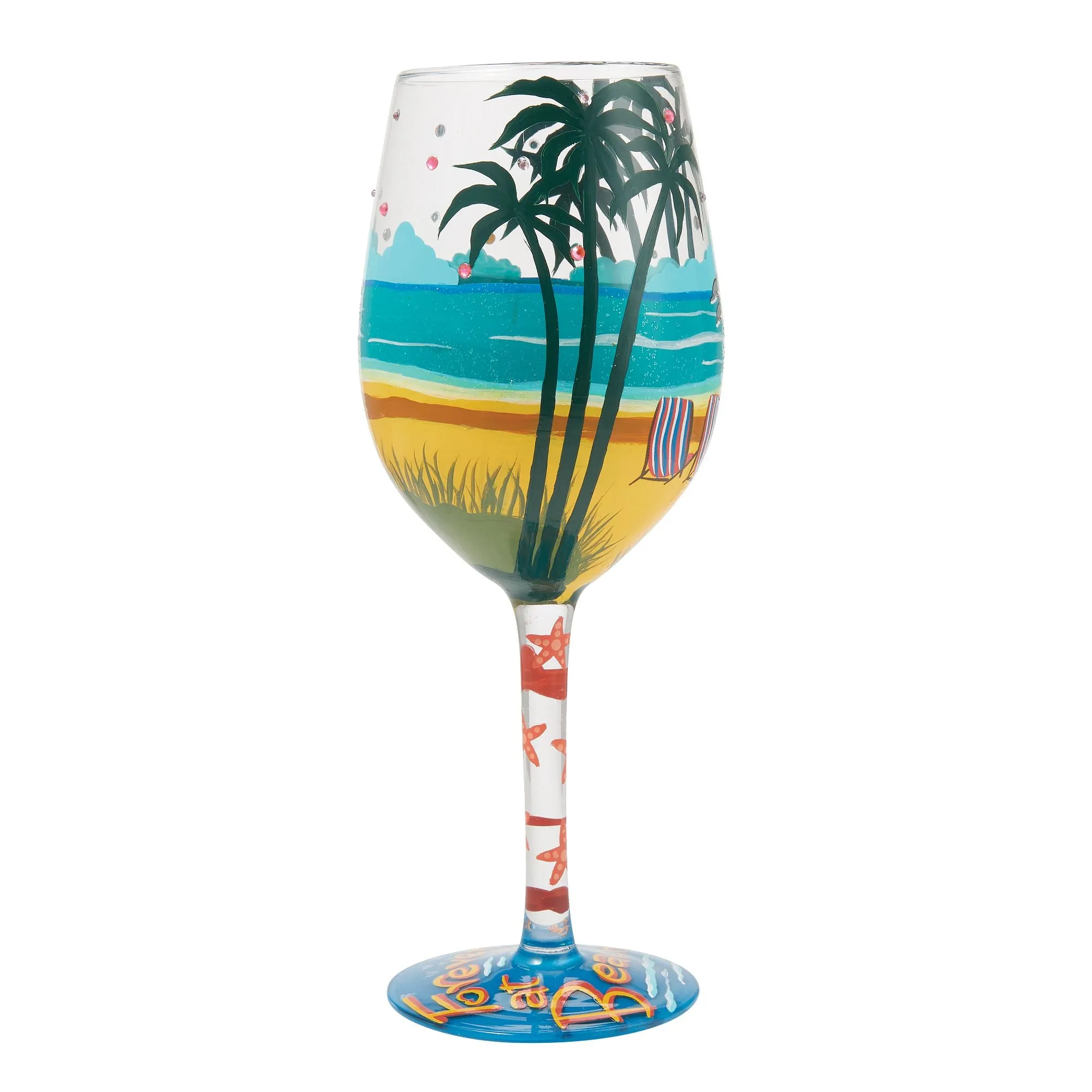 Forever at the Beach Hand Painted Wine Glass