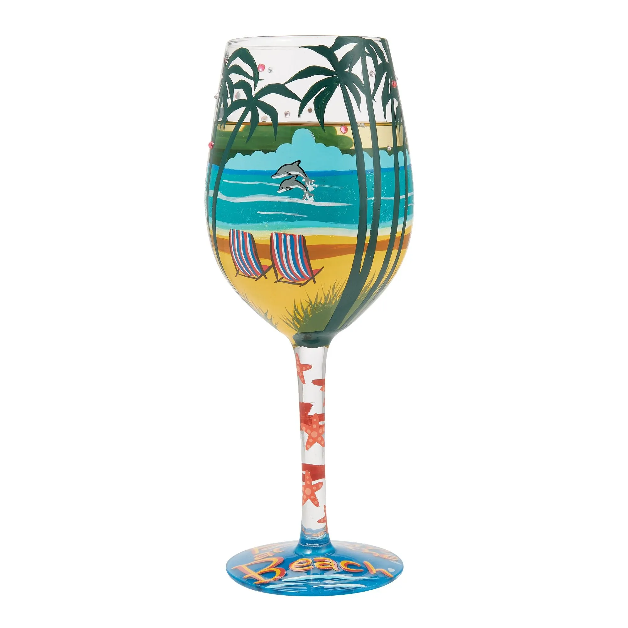 Forever at the Beach Hand Painted Wine Glass