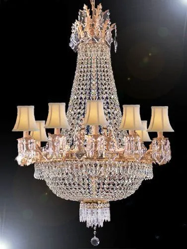 French Empire Empress Crystal (Tm) Chandelier H40" X W30" With Shades - A93-Sc/1280/10 5-Whiteshades