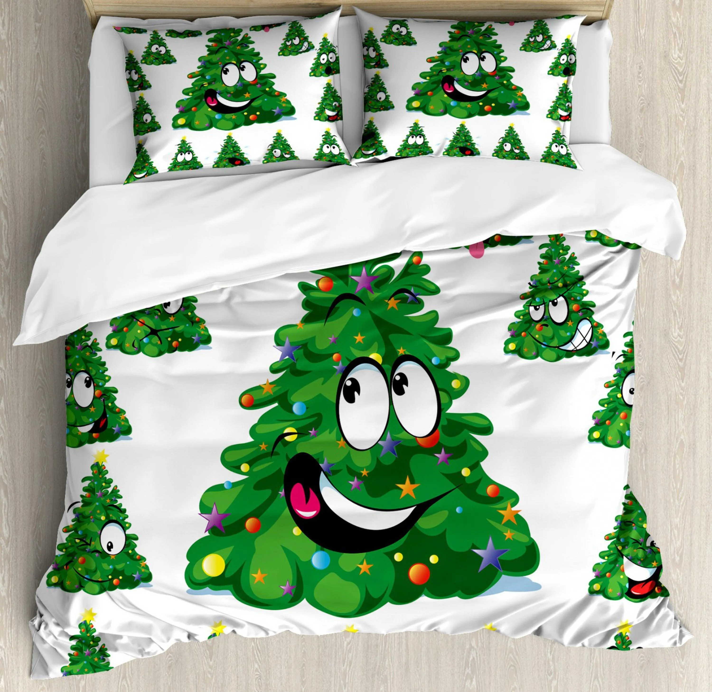 Funny Christmas tree bedding & pillowcase holiday gift duvet cover king queen full twin toddler bedding baby Christmas farmhouse decor