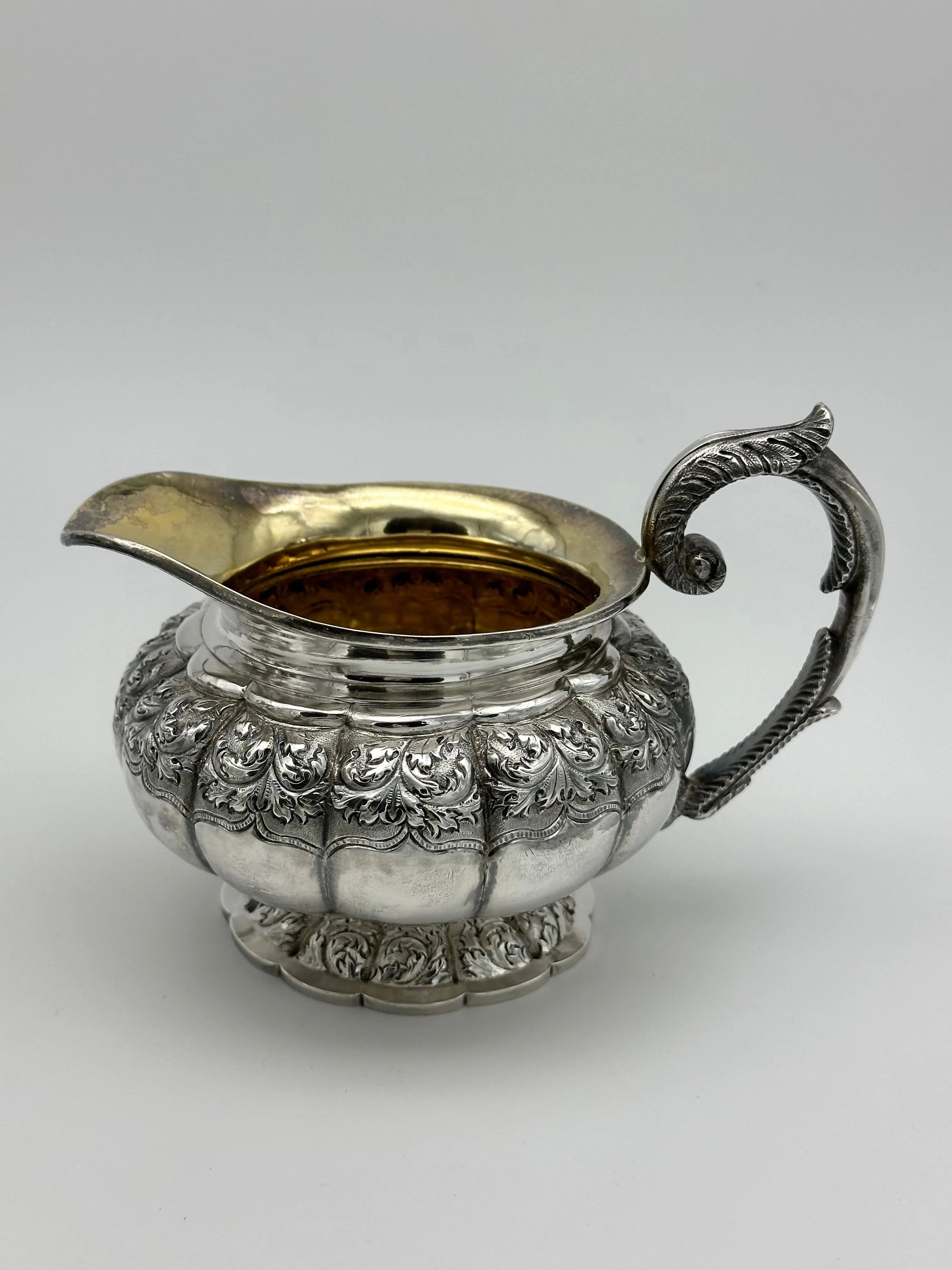 Georgian George IV Four Piece Tea Set English Sterling London 1828. Rose Finial