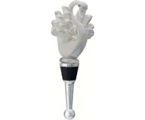 Glass Bottle Stopper White Swan