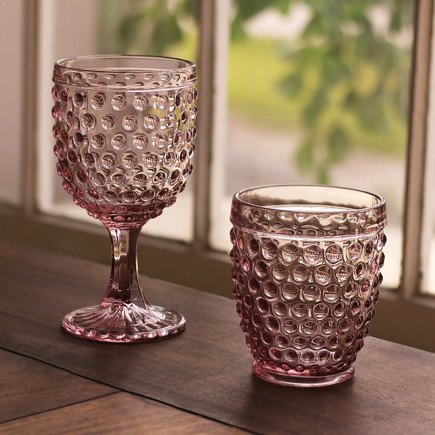 GLASS Hobnail All Purpose Set of 4 (Light Purple)