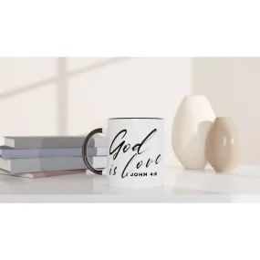 God is Love - White 11oz Ceramic Mug with Color Inside