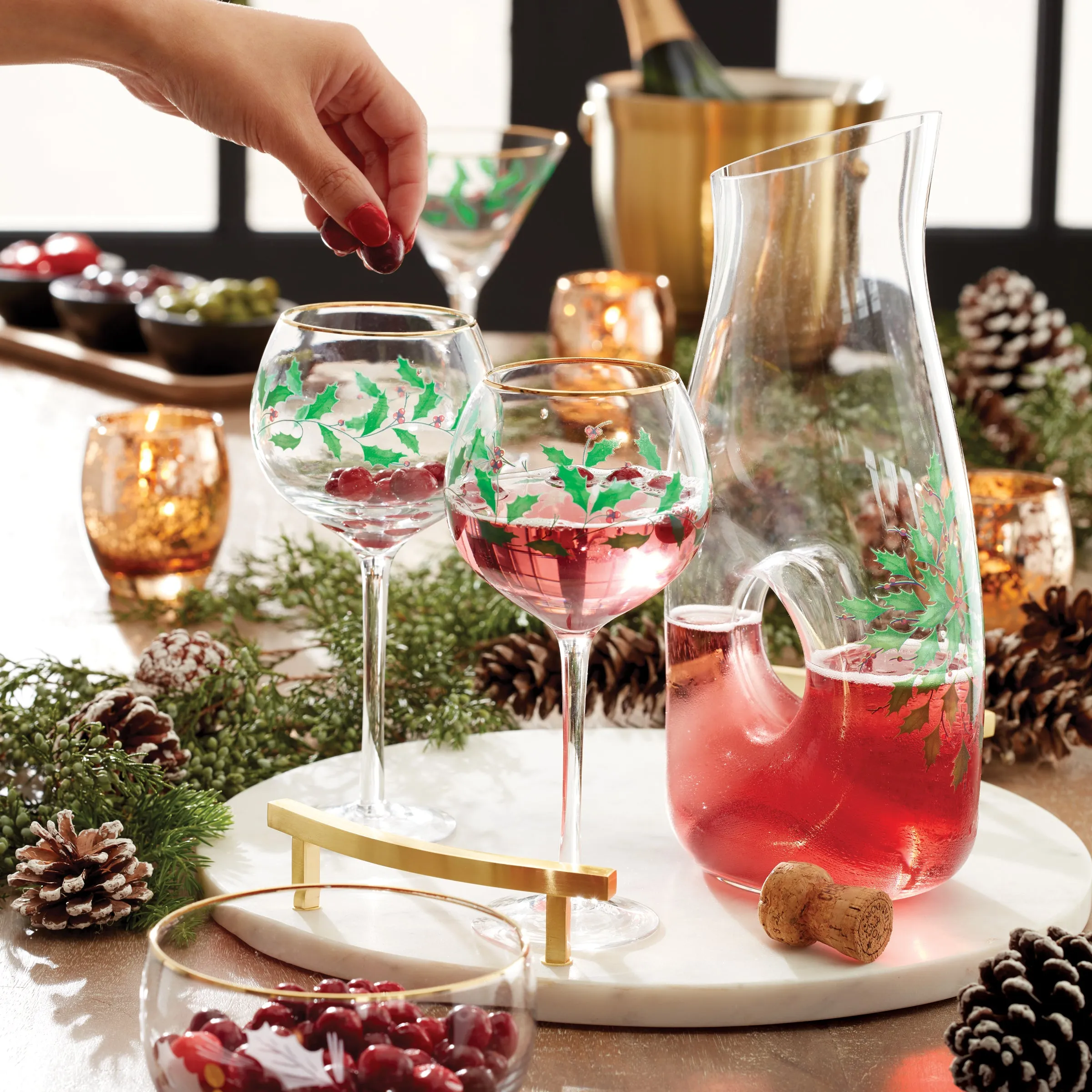 Holiday 3-Piece Decanter & Wine Glasses Set