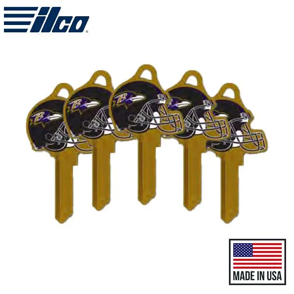 Ilco - NFL TeamKeys - Helmet Edition - Key Blank - Baltimore Ravens - KW1 (5 Pack)