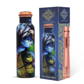 Indian Art Villa Pure Copper Radha Krishna Printed Bottle, Volume-1000 ml, Health Benefits, 1000 ML