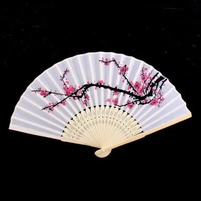 Japanese Bamboo Plum Blossom Folding Hand Held Fan Pocket Fan