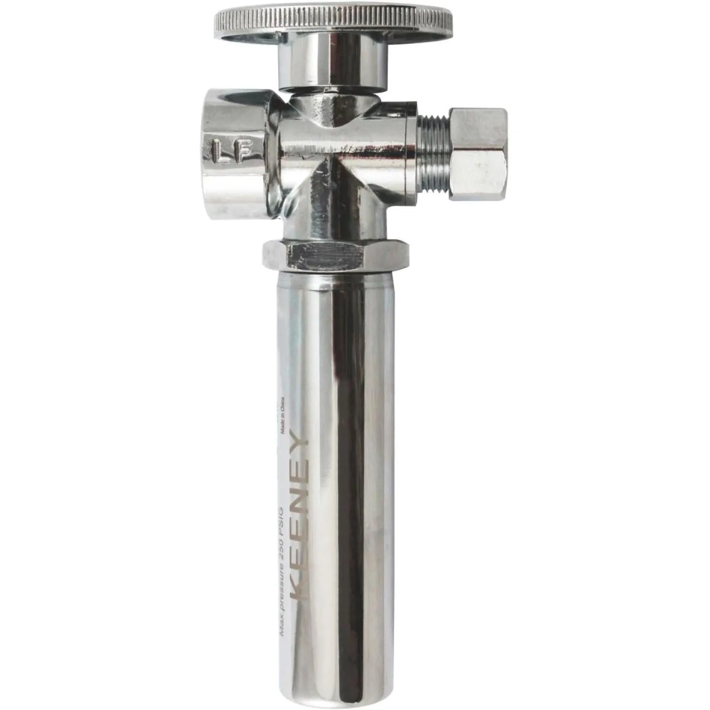 Keeney 1/2" FIP x 3/8" OD Chrome-Plated Brass Quarter Turn Straight Valve with Water Hammer Arrestor