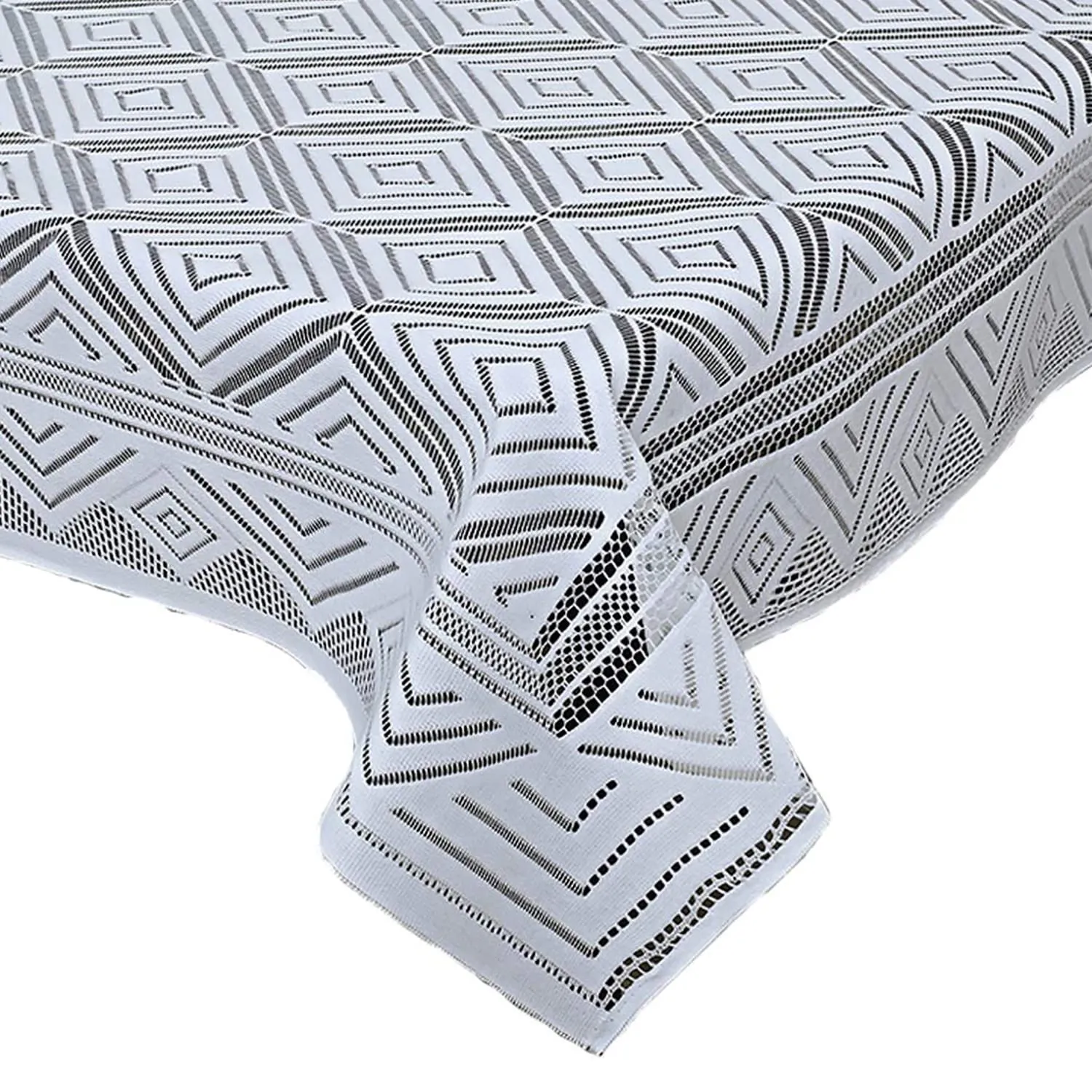 Kuber Industries Argyle Printed Cotton 4 Seater Center Table Cover,40"x60" (White)-44KM025