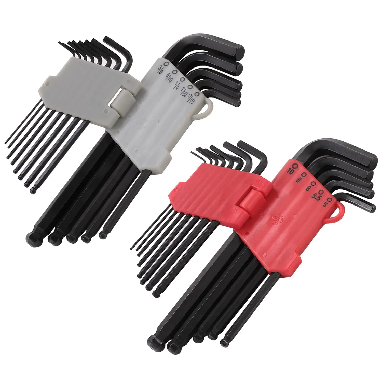 Kuber Industries Hex Key Allen Wrench Set with Ball End|Industrial Grade Allen Wrench Set|Bonus Free Strength Helping T-Handle 26" Piece Set (Black) (Pack Of 6)