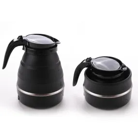 Kuber Industries Pack of 6 Foldable Electric Kettle 600 ML|Silicone Body With 304-Stainless Steel Base|Leak Proof Design|Multipurpose Portable Electric Kettle for Travel, Office & Home|600W|Black