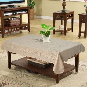 Kuber Industries Rose Printed Cotton 4 Seater Center Table Cover,40"x60" (Cream)-44KM077