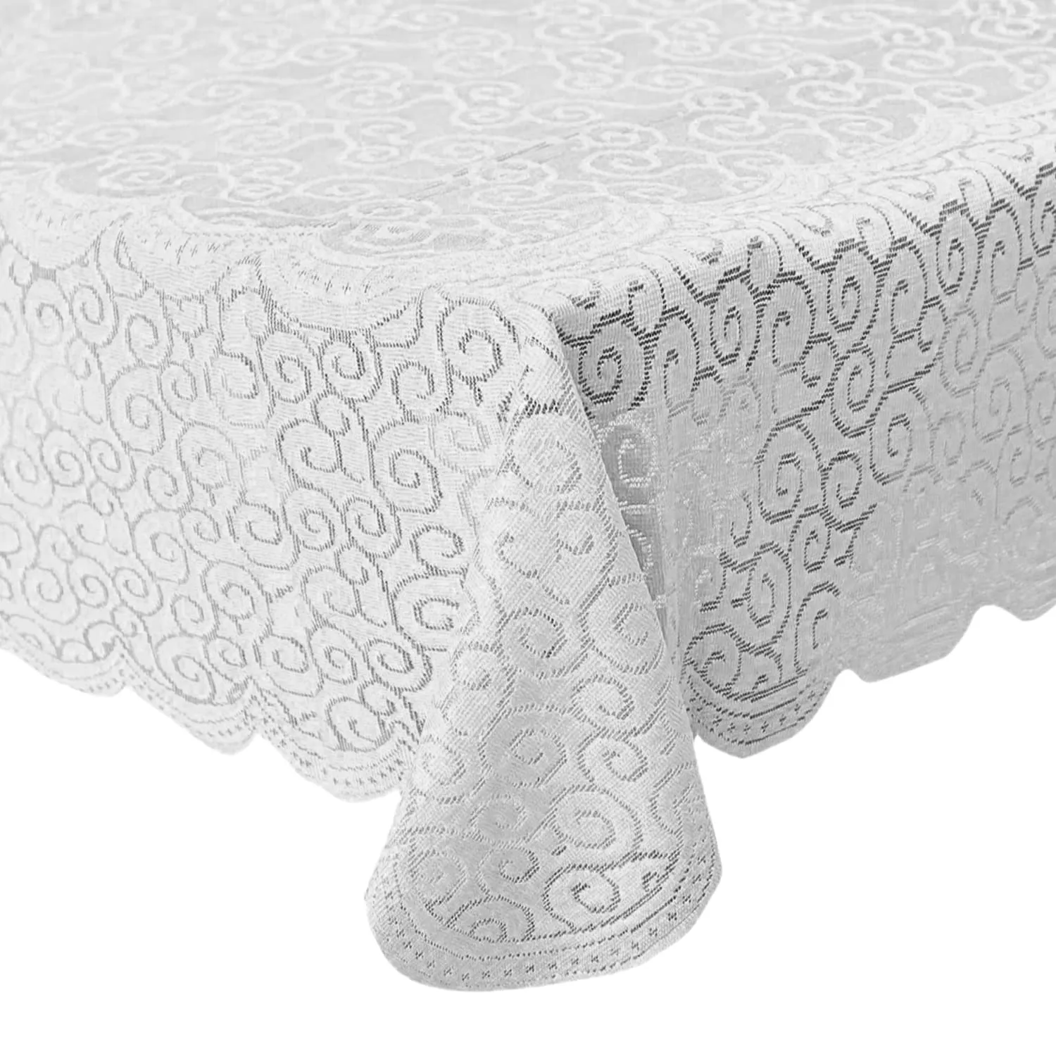 Kuber Industries Seamless Elegant Printed Cotton 4 Seater Center Table Cover,40"x60" (White)-44KM065