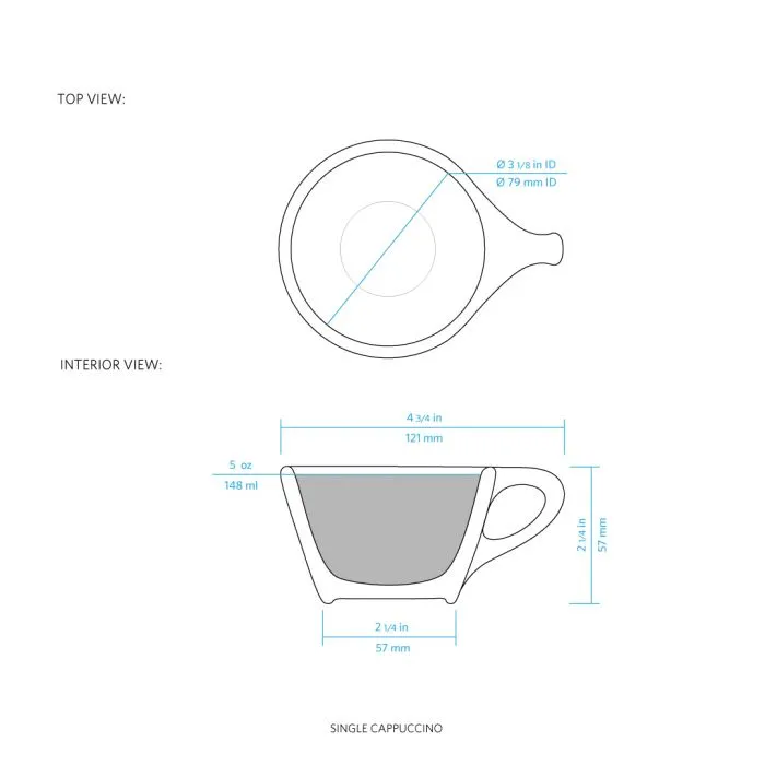 Lino Single Cappuccino Cup & Saucer - Grey (5oz/148ml)