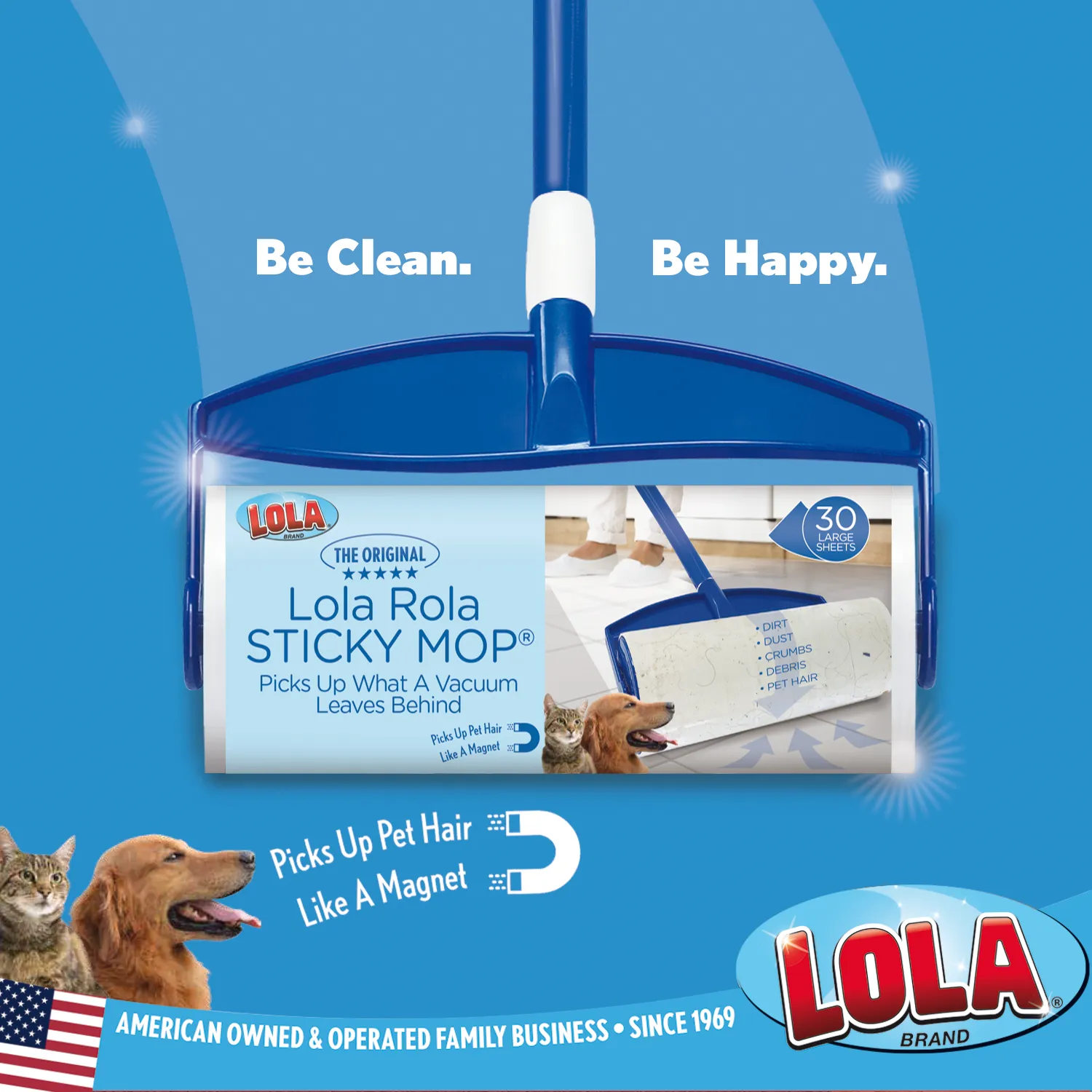 Lola Rola Sticky Mop™ w/ extender handle