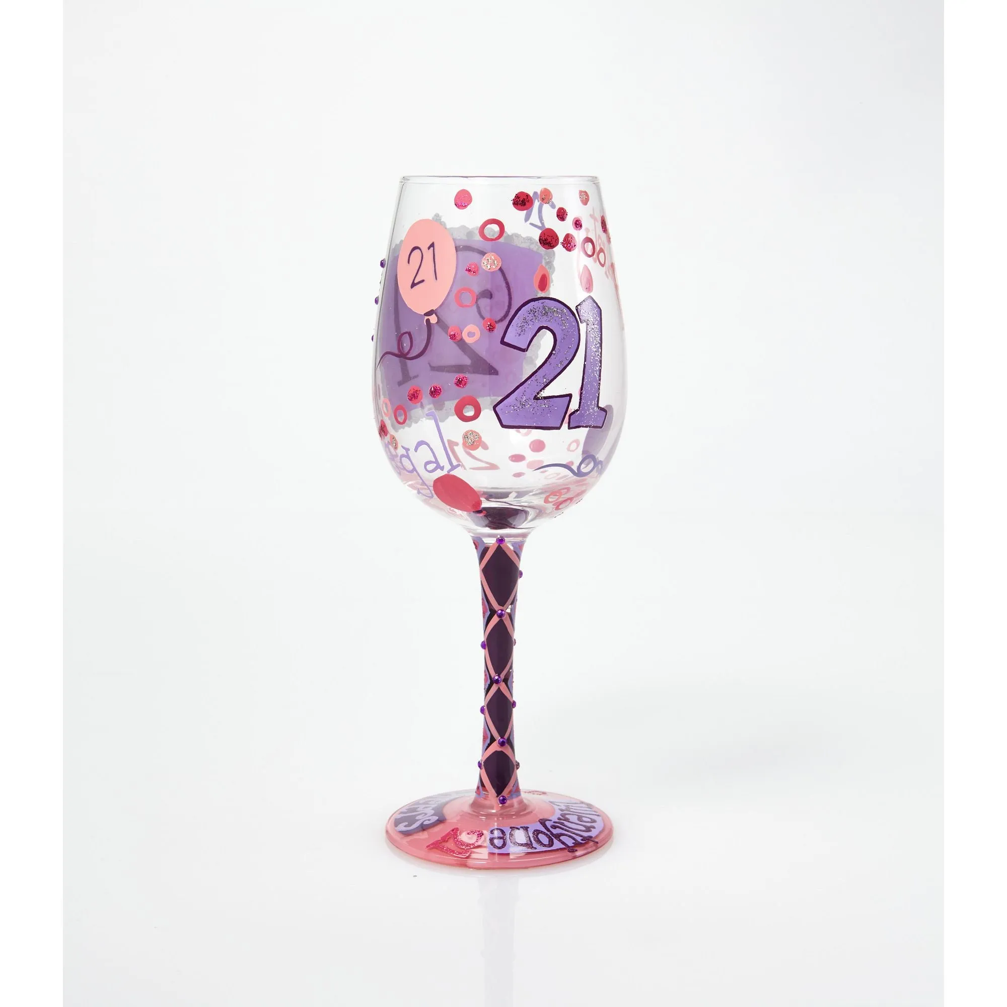 Lolita 21st Birthday Artisan Made Hand Painted Wine Glass