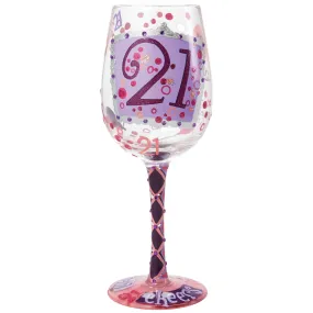 Lolita 21st Birthday Artisan Made Hand Painted Wine Glass