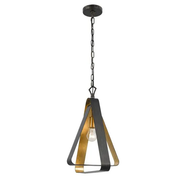 LUNA 1 LIGHT MINI CHANDELIER, ENGLISH BRONZE AND ANTIQUE GOLD