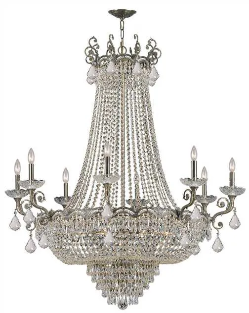 MAJESTIC 20 LIGHT CRYSTAL CHANDELIER, HISTORIC BRASS