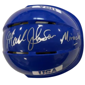 Mark Johnson Autographed Royal Blue Mini Helmet "Miracle" (#1/10)