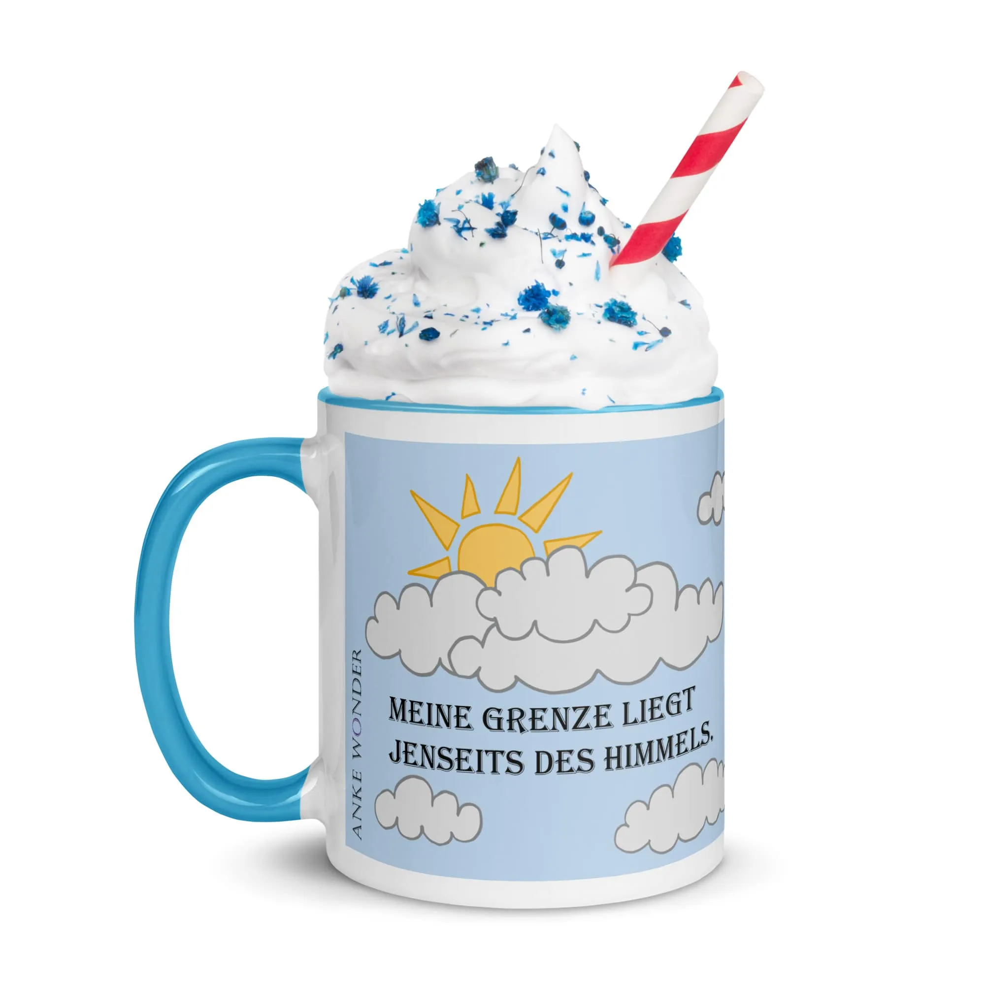 'Meine Grenze liegt jenseits des Himmels' Blue Mug