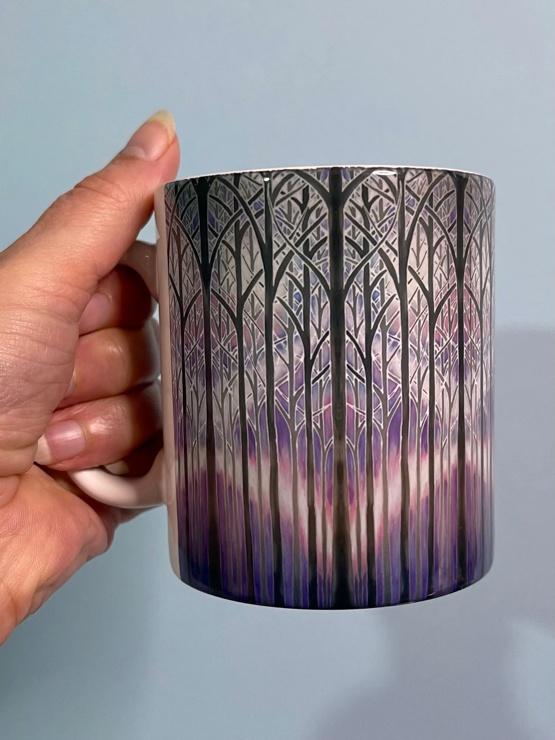 Misty Trees Mug and Coaster - Extra Large & Regular Mug Sizes Woodland Lovers Mug Gift Box Set -