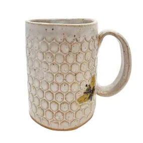 Mug - 16oz - Bees on Honeycomb Ceramic Mug (A or B) by White Squirrel Clayworks