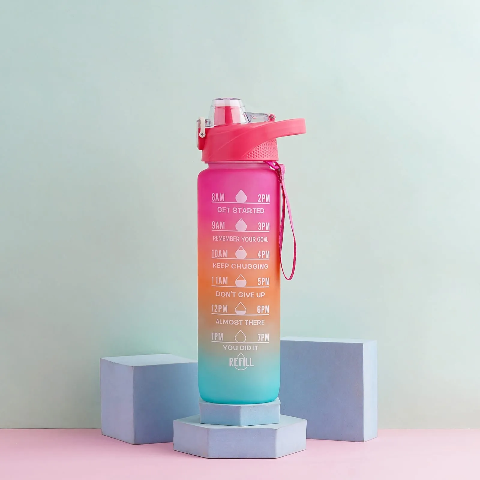 Multi Color Motivational Water Bottle