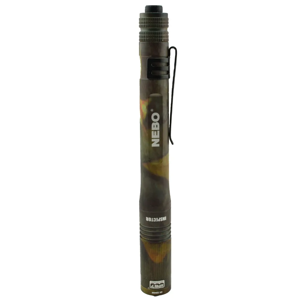 NEBO INSPECTOR 180 Lumen 3x Adjustable Zoom Waterproof Flashlight Penlight 6798 (Camo)