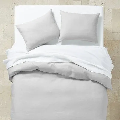 New - King Linen Duvet & Sham Set Light Gray - Casaluna