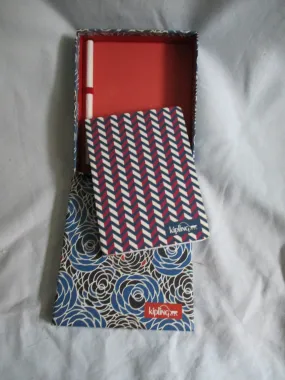 NEW KIPLING MINI NOTEBOOK JOURNAL DIARY AND PENCIL RED WHITE BLUE CHEVRON