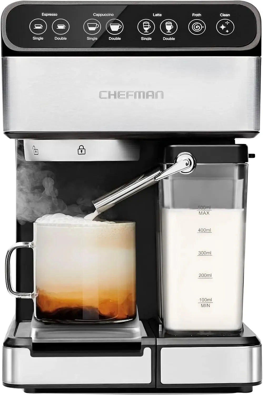 Open Box -  Chefman Barista Pro Plus Espresso Machine Black 6 In 1 Beverage Center