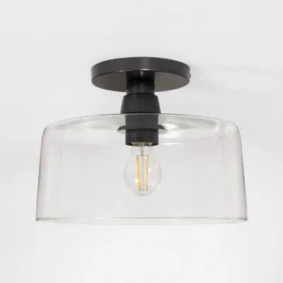 Open Box - Glass Semi Flushmount Ceiling Light Black - Threshold designed with Studio McGee