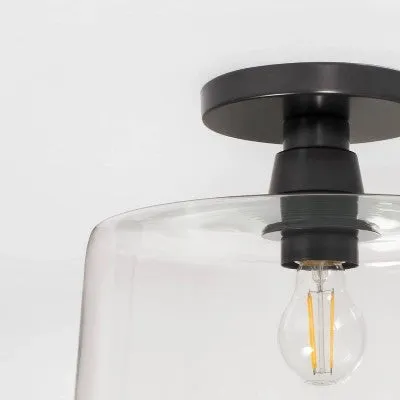 Open Box - Glass Semi Flushmount Ceiling Light Black - Threshold designed with Studio McGee