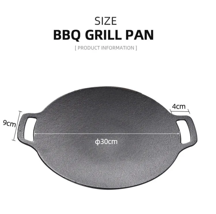 Outdoor Camping BBQ Cast Iron Grill Pan,Style: Baking Pan Net Hemp Rope