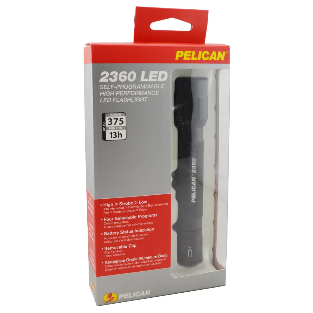 Pelican 2360 Tactical Flashlight 375 Lumen LED Light, Black