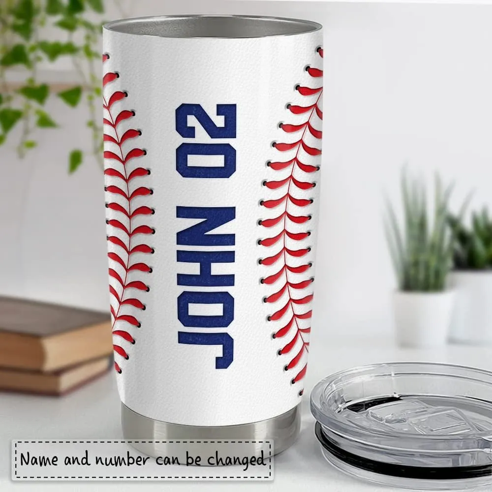 Personalized Baseball Tumbler Custom Name Number For Fans Boy Lover