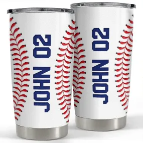 Personalized Baseball Tumbler Custom Name Number For Fans Boy Lover