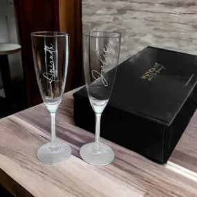 Personalized Engraved Champagne Flutes with Name - Set of 2