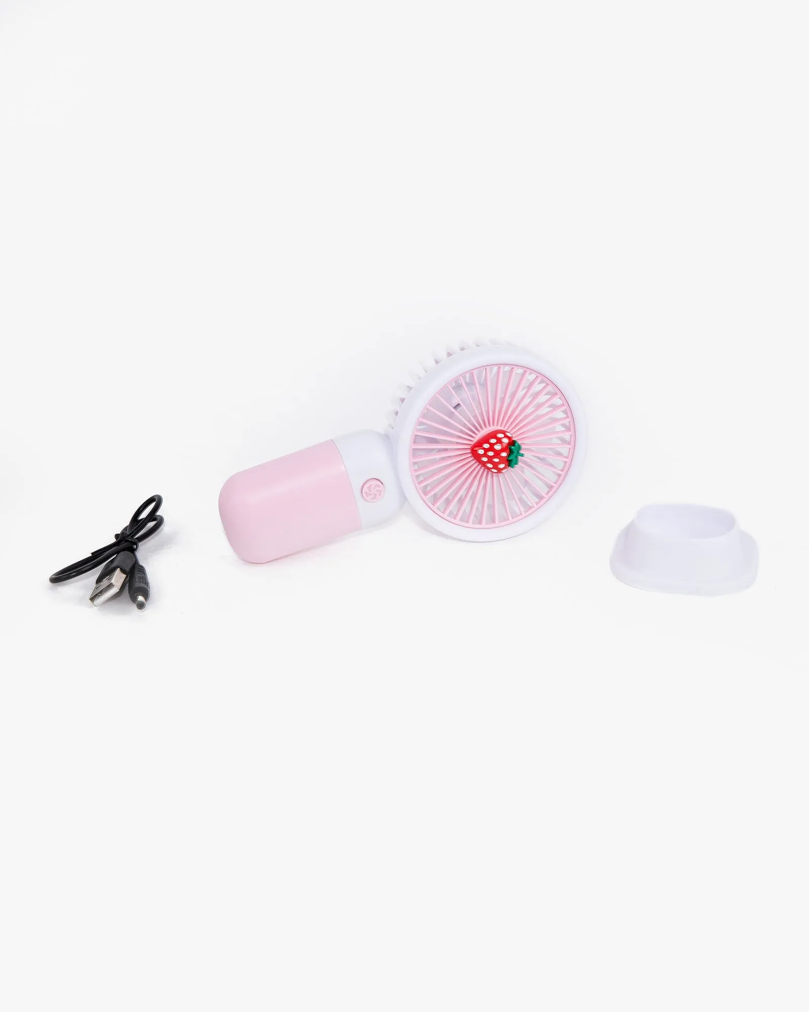 Pink Strawberry Detail Mini Handheld Fan