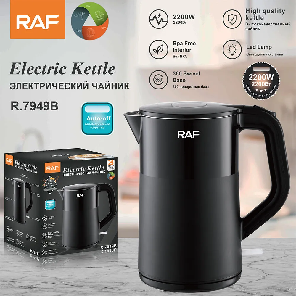 RAF Electric Kettle 1.7L Capacity | 2200W | Bpa Free interior | Led Lamp | Auto Off