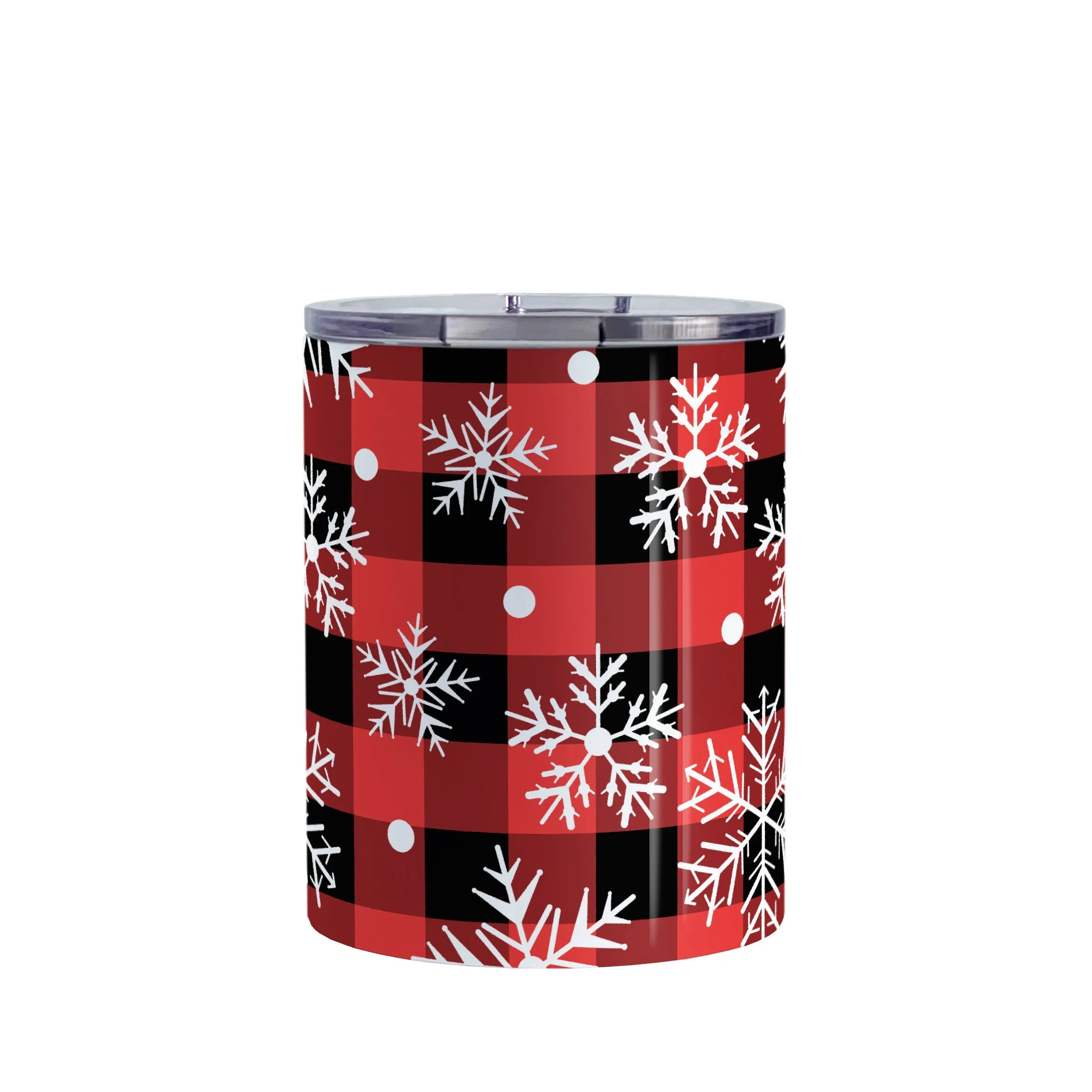 Red and Black Buffalo Plaid Snowflake Tumbler Cup