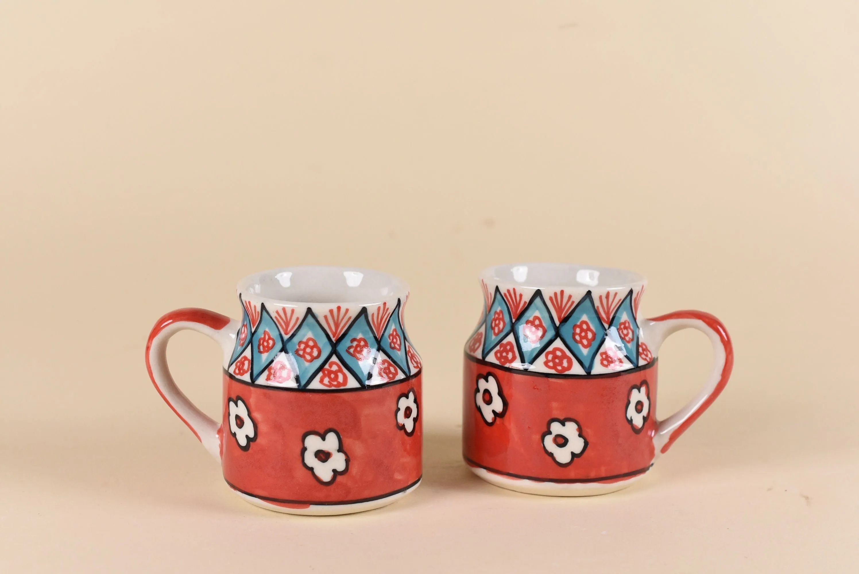 RED TEA CUP & KETTLE MORNING SET - SET OF 5