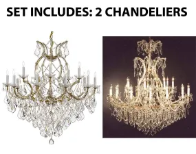 Set of 2-1 Maria Theresa Crystal Lighting Chandeliers Lights Fixture Ceiling Lamp H38" X W37" and 1 Crystal Chandelier Lighting Chandeliers Size: H52" X W46" - 1/21510/15 1   52/2MT/24 1